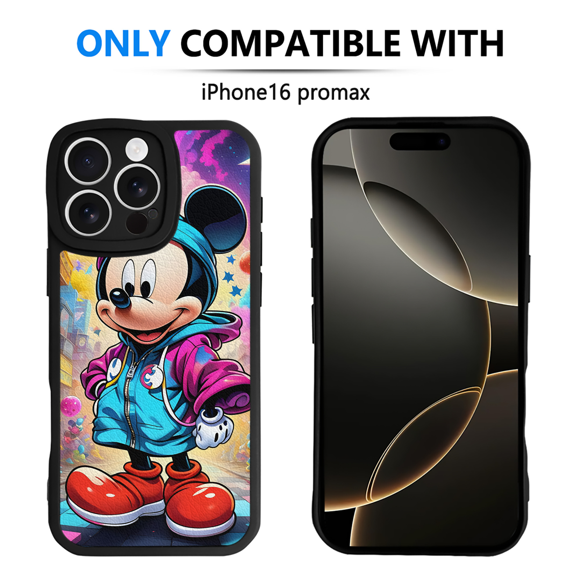 （画像用） ミッキーマウス Mickey Mouse 【iPhone 16シリーズ対応】シリコンスマホケース（レザー調） 材質：シリコン